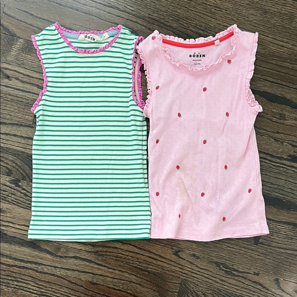 Boden Other - Mini Boden Kids Striped Green and Pink Strawberry Tank Top set size 7-8
